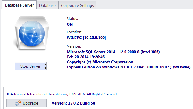 Databse Server Code Database Server Tab