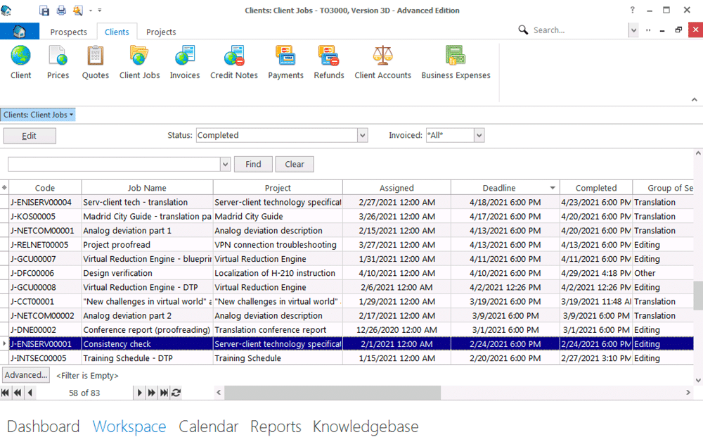 Manage Clients jobs with TO3000