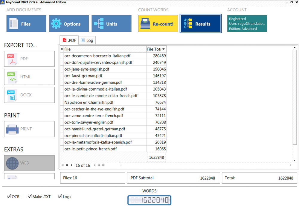 Do the word count faster in 70 file formats with AnyCount